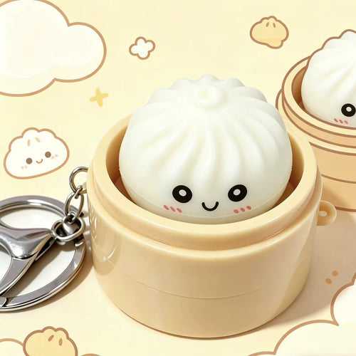 Dumpling PVC Schultaschenanhänger , beige/weiß, 4 x 4 cm LED